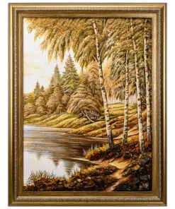 Khung Trang Khảm Hổ Phách "Bờ Hồ Tĩnh Lặng" 60x40