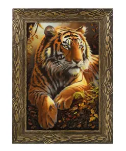 Khung Tranh Khảm Hổ Phách "Hổ Nghỉ Chân" 60x40