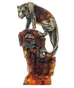 Tượng Hổ Phách "Hổ Trên Mỏm Đá"