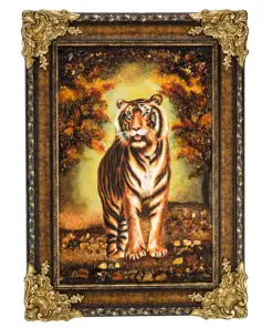 Khung Tranh Khảm Hổ Phách "Hổ Già" 60x40