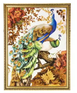 Khung Tranh Khảm Hổ Phách "Oản Công" 80x60