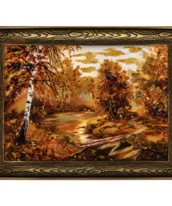 Khung Tranh Khảm Hổ Phách "Cánh Rừng Chớm Thu" 75x98