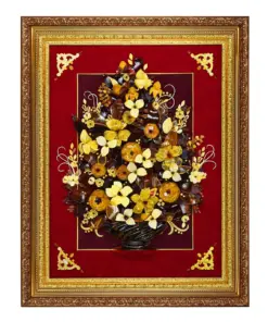 Khung Tranh Khảm Hổ Phách "Lẵng Hoa" 60x40