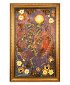 Khung Tranh Khảm Hổ Phách “Cá Chép Mặt Trăng" 60x40