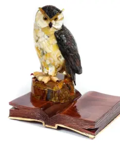 Tượng Điêu Khắc Hổ Phách "Cú Trên Trang Sách"