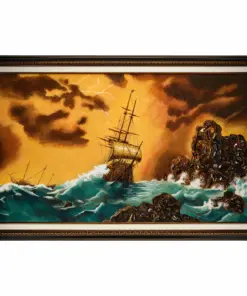 Khung Tranh Khảm Hổ Phách "Cánh Buồm Vượt Bão Giông" 68x116