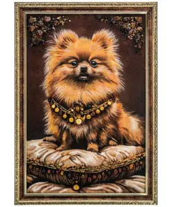 Khung Tranh Khảm Hổ Phách "Chó Spitz" 60x40