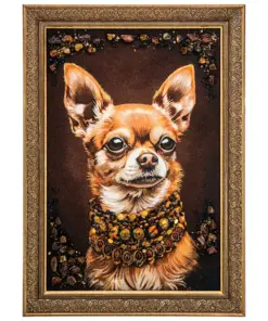 Khung Tranh Khảm Hổ Phách "Chó Chihuahua" 60x40