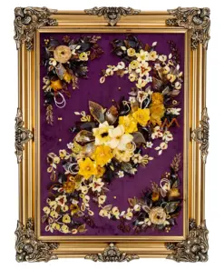 Khung Tranh Khảm Hổ Phách "Hoa Bách Hợp" 70x57