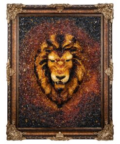 Khung Tranh Khảm Hổ Phách "Chúa Sơn Lâm" 100x80