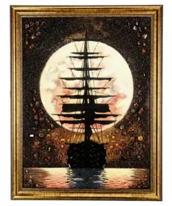 Khung Tranh Khảm Hổ Phách "Trăng Soi Cánh Buồm" 80x60